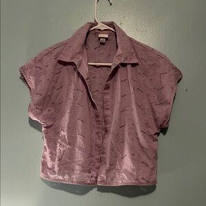 A New Day Pink Boxy Button Down Shirt with Notched Collar